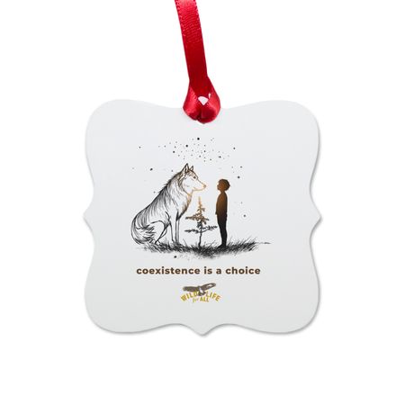 Coexistence Is A Choice Ornament, a White Aluminum Square Ornament