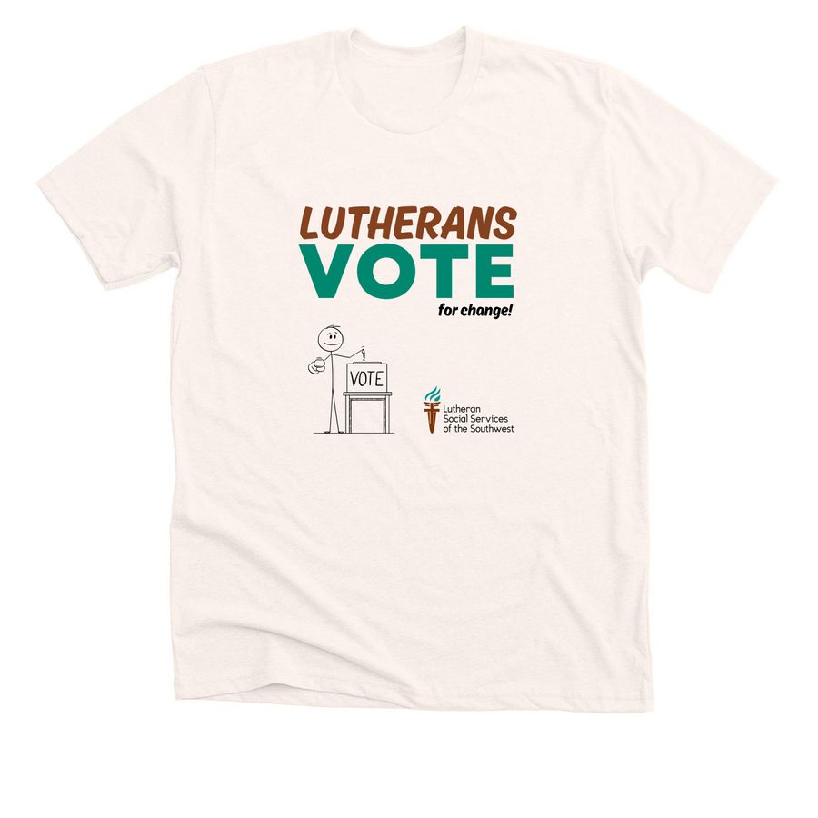 Lutherans Vote - LSS-SW, a Heather Natural Premium Unisex Tee