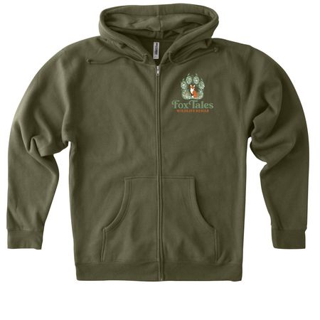 FoxTales Logo, a Army Heavyweight Zip Up Hoodie