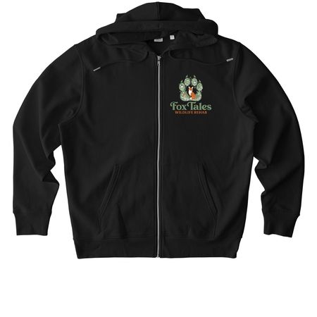 FoxTales Logo, a Black Stanley/Stella Unisex Cultivator 2.0 Zip Up Pullover Hoodie