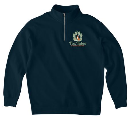 FoxTales Logo, a Classic Navy Midweight Quarter Zip Pullover