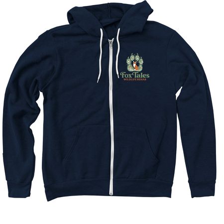 FoxTales Logo, a Navy Zip Up Hoodie