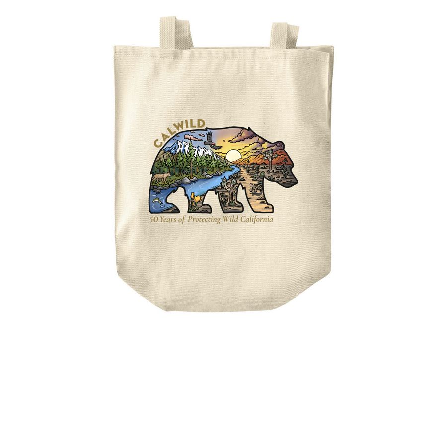 CalWild 50th Bear, a Natural Over-the-Shoulder Shopping Tote Bag