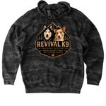 The New Era of Revival K9 | Official Facility, a Black Camo Heavyweight Camo Pullover Hoodie (back-view)