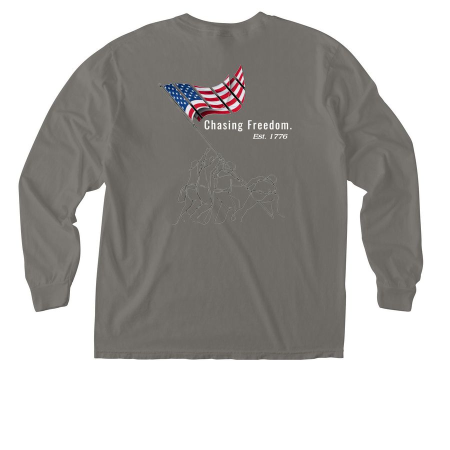 NMSC USA 250th Pocket Tees, a Grey Comfort Colors Long Sleeve Pocket Tee (back-view)