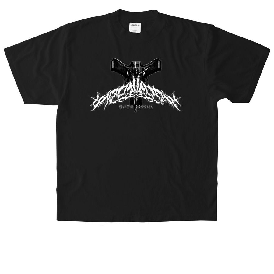 $KRRT COBAIN TRAP MESSIAH LOGO, a Black Heavyweight Garment Dye Tee