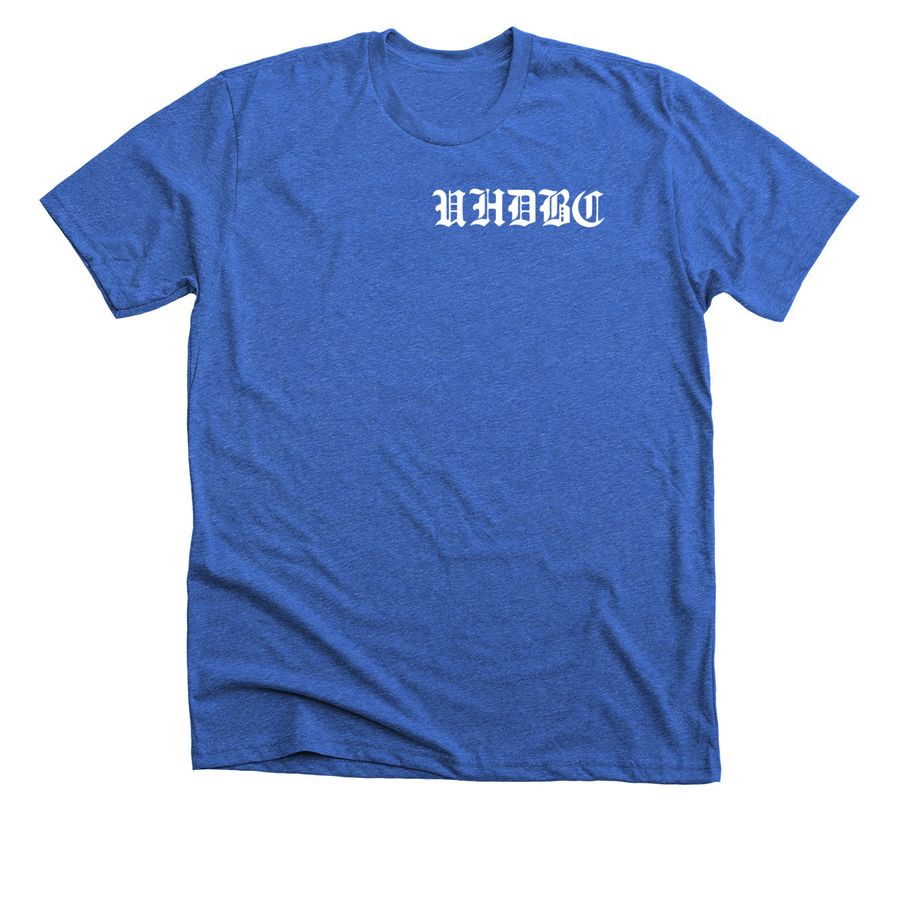 Drive Less, Ride More, a Heather True Royal Premium Unisex Tee