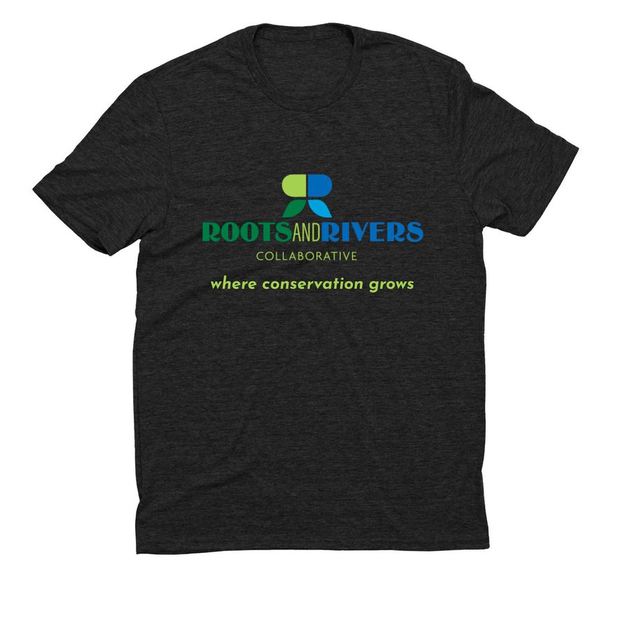 Support Roots and Rivers Collaborative, a Space Black Allmade Eco Triblend Unisex Tee