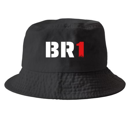 BR1 Hats, a Black Printed Bucket Hat