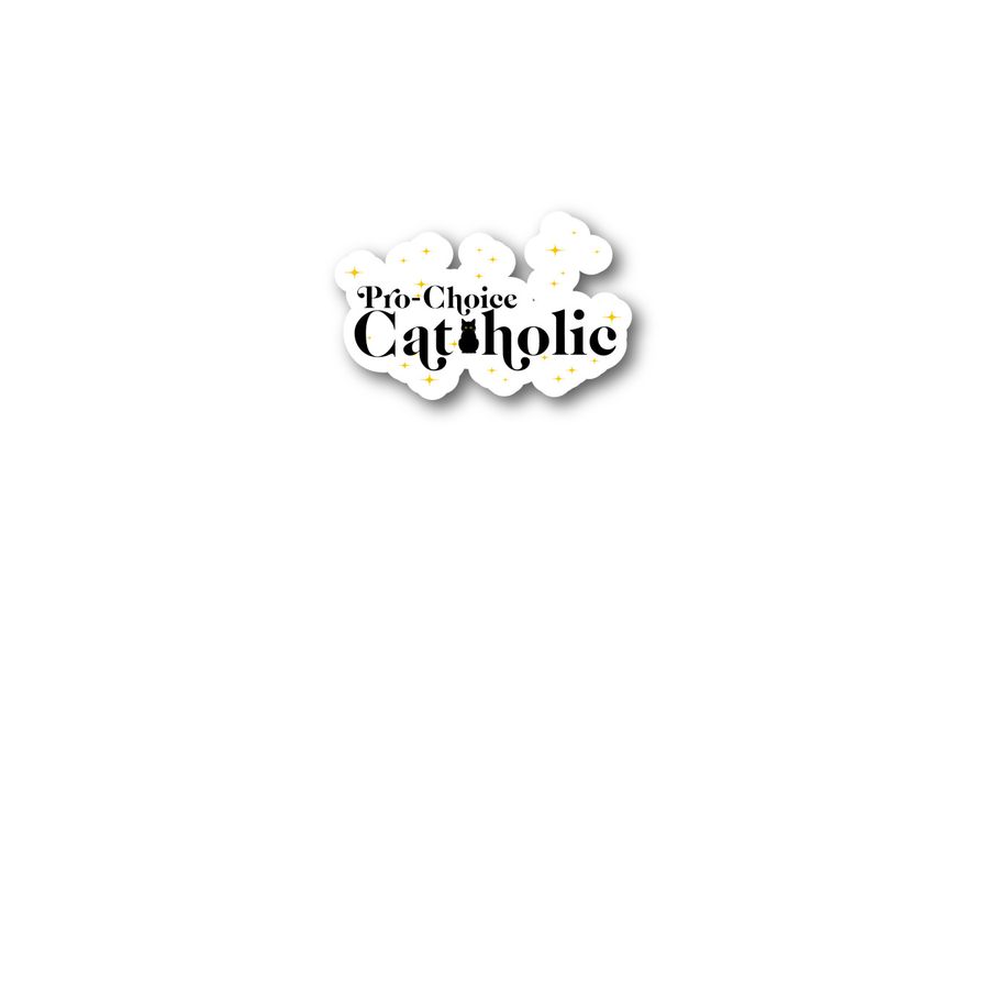 Pro-Choice Cat-holic Sticker, a White Kiss Cut Sticker
