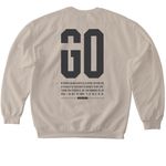 GO Crewneck Sweatshirt, a Sand Softstyle Crewneck Sweatshirt (back-view)