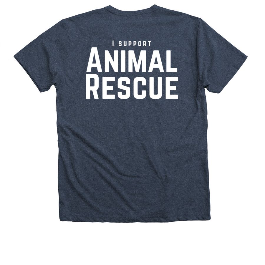 I Support Animal Rescue, a Heather Navy Premium V-Neck Tee (back-view)