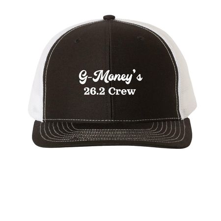 26.2 Crew, a Black/ White Printed Snapback Trucker Cap