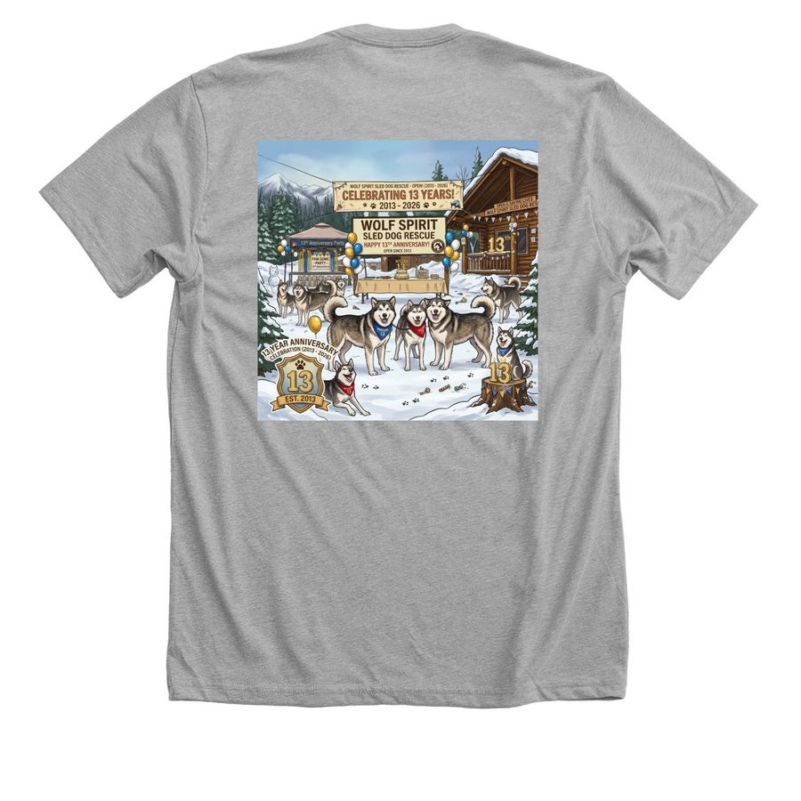 Anniversary shirt, a Athletic Heather Premium Unisex Tee (back-view)
