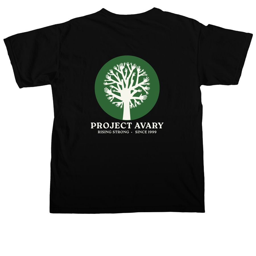 The Avary Heritage, a Black Comfort Colors Unisex Tee (back-view)