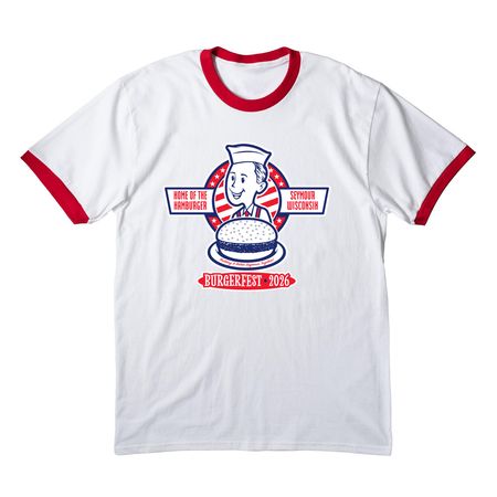 First Place Winner ??, a White/ Red Cotton Ringer Tee