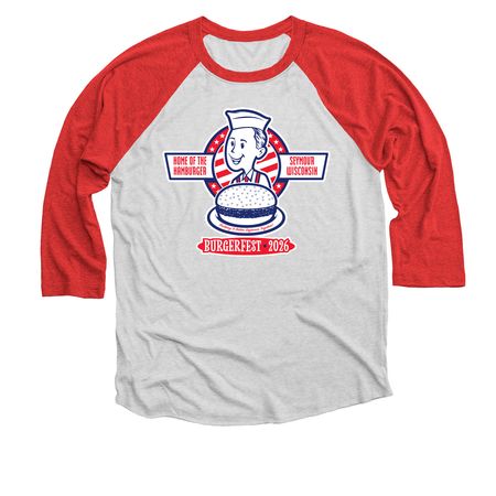 First Place Winner ??, a Red and Heather White 3/4 Sleeve Baseball Tee