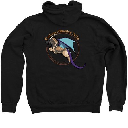 Conference Unleashed 2026 PRIDE Zip-up, a Black Zip Up Hoodie (back-view)