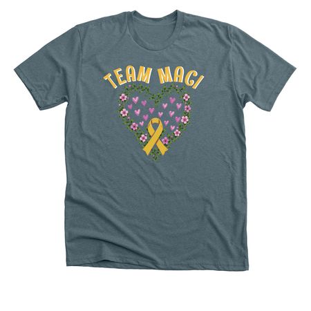 Team Maci shirts using Maci's drawing, a Heather Slate Premium Unisex Tee