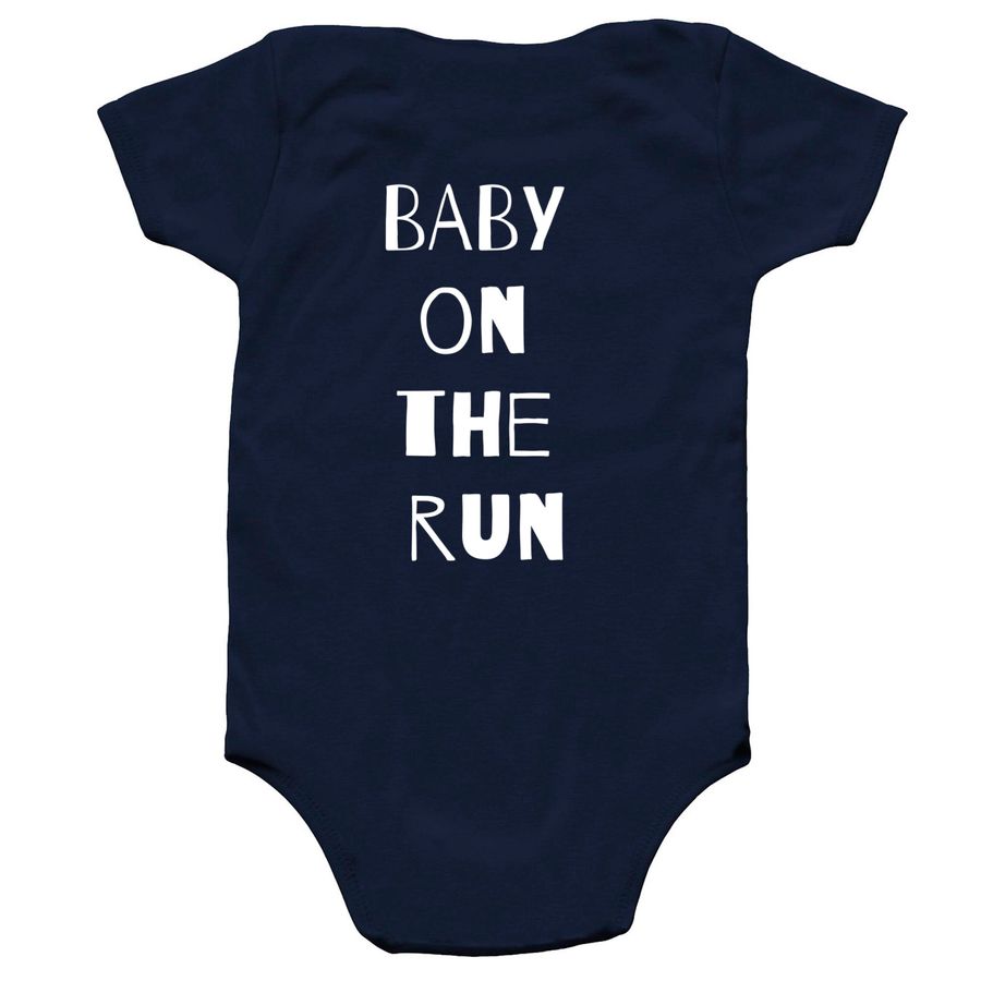Baby Dino Onesie, a Navy Infant Onesie (back-view)