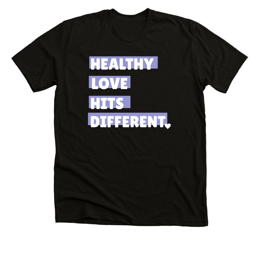 Healthy Love Hits Different- DV Awareness, a Solid Black Blend Premium Unisex Tee