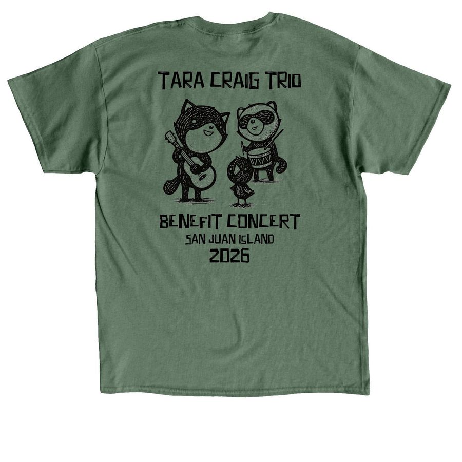 Tara Craig Benefit for Wildlife, a Military Green Classic Unisex Tee (back-view)