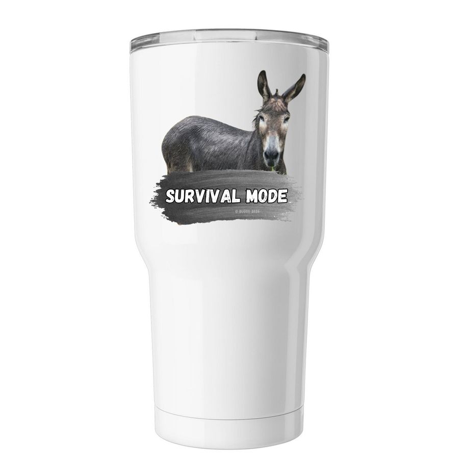 Survival Mode Official Logo Travel Mug, a White Insulated Tumbler