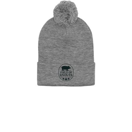 Field of Snouts Beanies, a Light Heather Grey Printed Pom-Pom Beanie