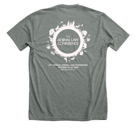 34th Annual Animal Law Conference - Exclusive, a Deep Heather Premium Unisex Tee (back-view)