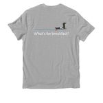 What's for breakfast?, a Granite Grey Heather Allmade Organic Cotton Unisex Tee (back-view)
