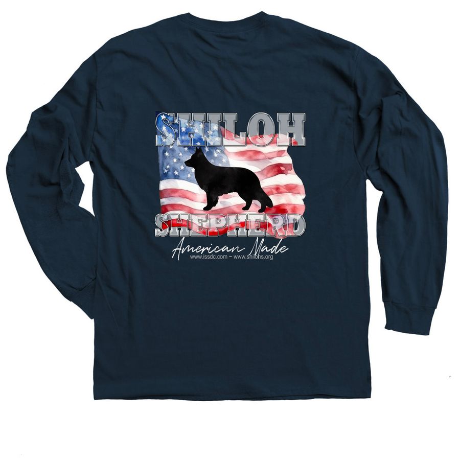 ISSDC American Made (backside), a Navy Classic Long Sleeve Tee (back-view)
