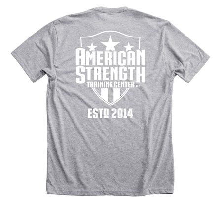 EST 2014, a Athletic Heather Premium Unisex Tee (back-view)