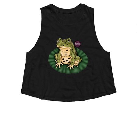Frogbert&nbsp;, a Solid Black Blend Women?s Cropped Racerback Tank