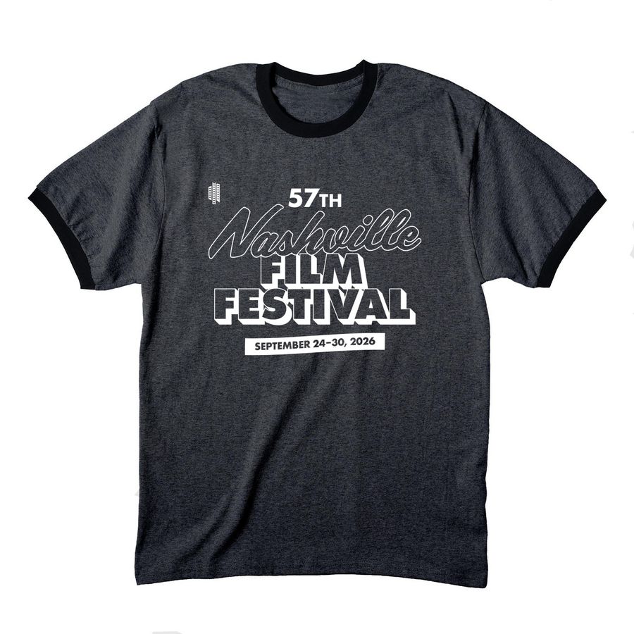 #NashFilm57 Dark Ringer Tee, a Dark Heather Grey/ Jet Black Cotton Ringer Tee