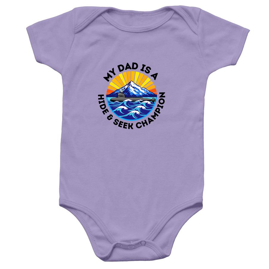 My Dad is a hide & seek champion onesie, a Lavender Infant Onesie