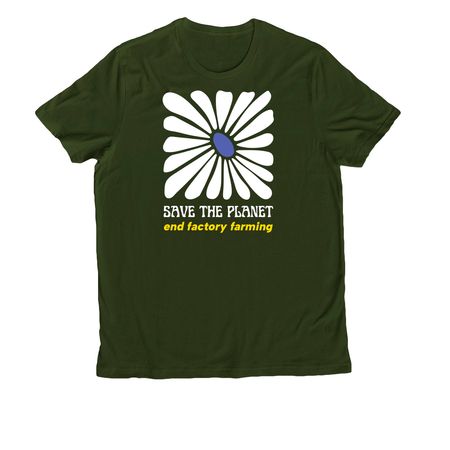 Save the Planet: End Factory Farming, a Herb Green Allmade Organic Cotton Unisex Tee