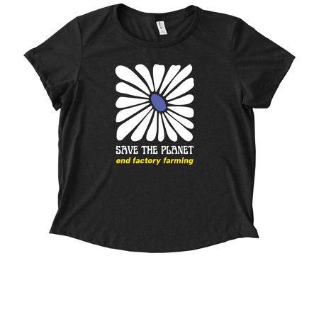 Save the Planet: End Factory Farming, a Space Black Allmade Eco Triblend Women?s Scoop Neck Tee