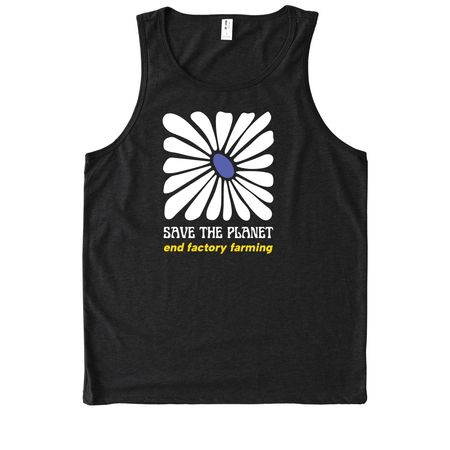 Save the Planet: End Factory Farming, a Deep Black Allmade Eco Triblend Tank