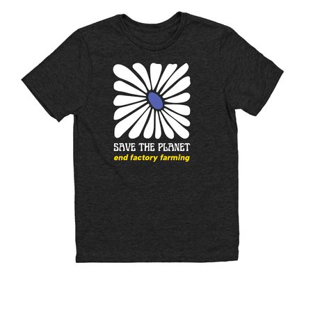 Save the Planet: End Factory Farming, a Space Black Allmade Youth Eco Triblend Tee