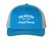 PAR Rowing Hat - "Cream Cheese", a Cobalt Blue/ Grey Printed Five-Panel Trucker Cap