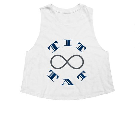 Tit 4 Tat(e), a Solid White Blend Women's Cropped Racerback Tank
