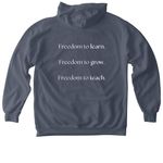 Freedom Academy Merch Sale, a Denim Comfort Colors Pullover Hoodie (back-view)