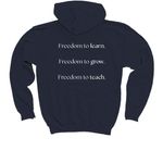 Freedom Academy Merch Sale, a Navy Youth Pullover Hoodie (back-view)