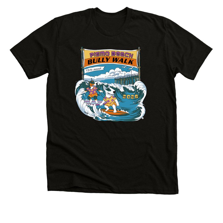 Pismo Beach Bully Walk 2026, a Black Heather Premium Unisex Tee