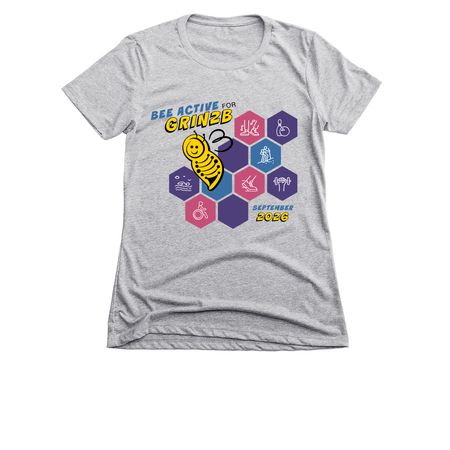 7th Annual Bee Active for GRIN2B, a Dark Heather Grey Women's Slim Fit Tee