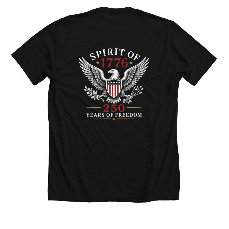 JAA Spirit of 1776 Eagle, a Solid Black Blend Premium Unisex Tee (back-view)