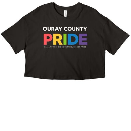 2026: Ouray County Pride Basic (white font), a Black Women?s Cropped Cotton Tee
