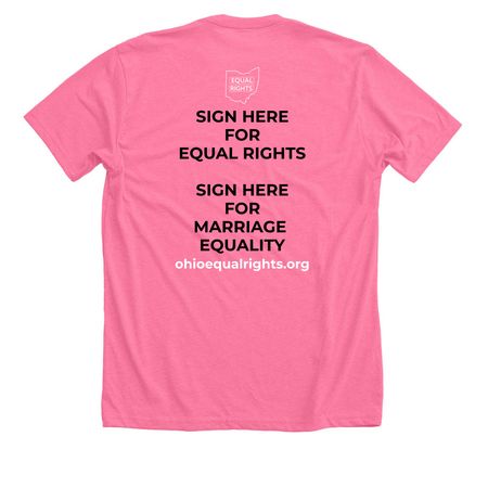 Volunteer T-Shirt, a Neon Pink Premium Unisex Tee (back-view)