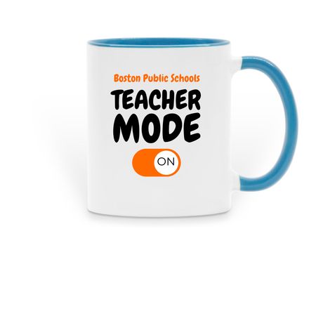 Teacher Mode Mug, a Light Blue Two-Tone Ceramic Mug