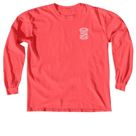 FBACC Logo with Scripture, a Neon Red Orange Comfort Colors Long Sleeve Tee